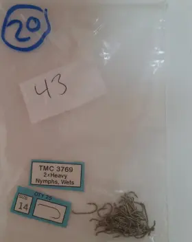 Tiemco 3769sp-bl 43 Tmc #3769sp-bl Size 14 Wetnymph Barbless Fly Tying Hooks Code 20