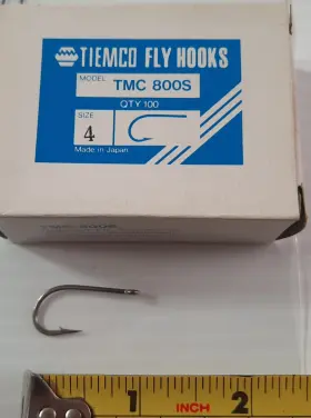 Tiemco 800s Box Of 30 Tmc #800s Hooks Size 4 Saltwater Fly Tying #27