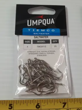 Tiemco C811s Bag Of 25 Umpqua Saltwater Tmc 811s Size 4 Stainless Fly Tying Hooks #b Tiemco C811s Bag Of 25 Umpqua Saltwater Tmc 811s Size 4 Stainless Fly Tying Hooks #b