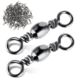 Tiesome 566978 100pcs Fishing Barrel Swivels High Strength Carbon Steel Connector S