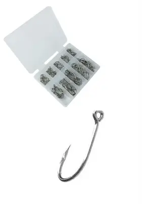 Toasis 645716070864 Fishing Small Barbed Hook Set 100pcs 10 Sizes Silver