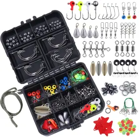 Topfort 744759509222 187/343pcs Fishing Accessories Kit Including Jig Hooks Bullet Bass Cas
