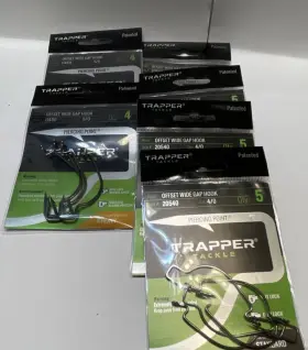 Trapper Tackle 20540 Offset Wide Gap Hook Piercing Point 4/0 And 5/0 28 Hooks Trapper Tackle 20540 Offset Wide Gap Hook Piercing Point 4/0 And 5/0 28 Hooks