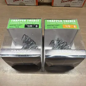 Trapper Tackle T1610 Treble Triple Hooks 1/0 Black Piercing Point 6 Pack