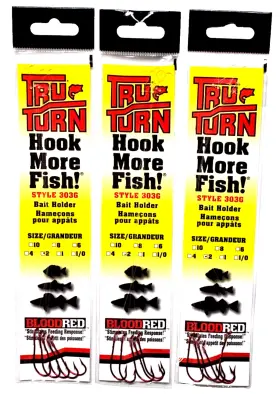 Tru-turn 303g-2 3 Packs 303g Snelled Size 2 Blood Red Bait Holder Hook 5ct Made In Usa Tru-turn 303g-2 3 Packs 303g Snelled Size 2 Blood Red Bait Holder Hook 5ct Made In Usa