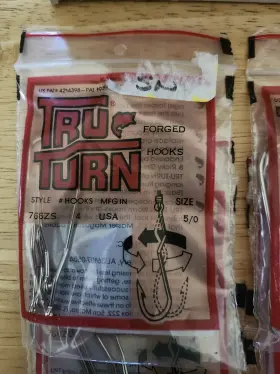 Tru-turn 766zs 32 Hook Size 5/0 Forged Steel 4 Count /8packages #766zs