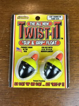 Twist-it Tip100bc-dc Inch Twist-it Slip And Grip Bobbers - 1.00 Yellow/black Pear Shape Twist-it Tip100bc-dc Inch Twist-it Slip And Grip Bobbers - 1.00 Yellow/black Pear Shape