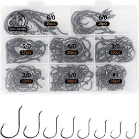 Ucec 313104433453 Saltwater Fishing Hooks 150pc Circle Set 8 Sizes High Carbon Steel Sharp
