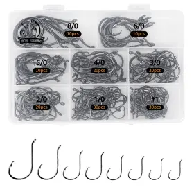 Ucec 631390667223 Circle Hooks 150pcs #1 1/0 2/0 3/0 4/0 5/0 6/0 8/0 Silver Assortment