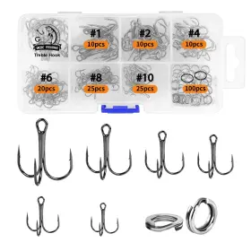 Ucec B0dkwksrsl 110 Treble Hooks 100 Split Rings Fishing Kit High Carbon Steel
