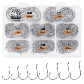 Ucec B0dkwnnstz 180pcs Catfish Circle Hooks Saltwater 2x Strong Offset Fishing Tackle Set