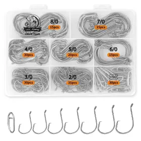 Ucec B0dlgjyywf 160pcs Catfish Circle Hooks Saltwater 30pcs Speed Clips 2x Strong 2/0-8/