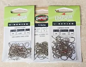 Umpqua U202 Lot Of 3 U-series 50/bag Curved Nymph Scud Fly Hooks 1x Heavy
