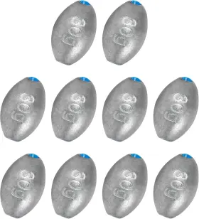 Uniprime Outdoors Llc 5056689519550 Bluewing Egg Sinkers Fishing Weights Oval Shaped Lead Si