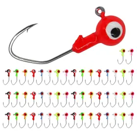 Uperuper Fcsqtg035 50pcs Fishing Jig Head Hooks Kit Round Ball Jigs With 3d Eyes Carbon Uperuper Fcsqtg035 50pcs Fishing Jig Head Hooks Kit Round Ball Jigs With 3d Eyes Carbon