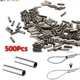 Usa-viralfinds 313055255258 500pcs/bag Single Barrel Crimping Sleeves Fishing Line Wire Leader Copper Tube C