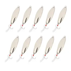 Uxcell 679209701416 10pcs 1-1/8oz Metal Fishing Spoons Lures Casting Spoon Silver Tone
