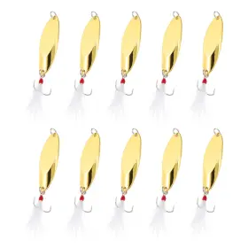 Uxcell 679209701492 10pcs 3/4 Oz Metal Fishing Spoons Lures Casting Spoon Gold Tone