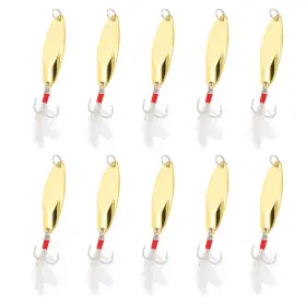 Uxcell 679209701522 10pcs 3/8 Oz Metal Fishing Spoons Lures Casting Spoon Gold Tone