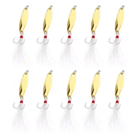 Uxcell 679209701539 10pcs 1/5 Oz Metal Fishing Spoons Lures Casting Spoon Gold Tone