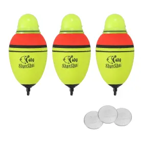 Uxcell 767153027581 3pcs 1.4oz Lighted Fishing Slip Bobber Eva Led Float With Battery Yellow