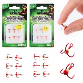 Vexan Wcrh14 Size 14 Treble Hooks With Glow Crystals High-carbon Steel Fishing For Vexan Wcrh14 Size 14 Treble Hooks With Glow Crystals High-carbon Steel Fishing For