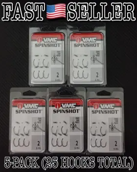 Vmc 043193112594 5-pack Zero Line Twist Spinshot Drop Shot Hook 2 25 Fishing Hooks Total