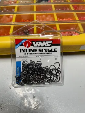 Vmc 043193133810 Inline Single Hook 1x Coastal Black Size 4 Bulk 70 Pack