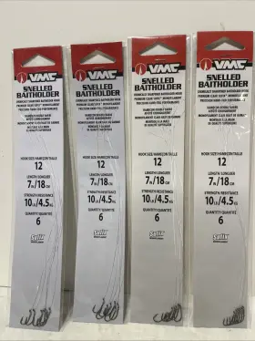 Vmc 043193148289 Snelled Baitholder - 7 Inch #12 Sbh7bz#12pp Lot Of 4 New