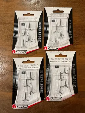 Vmc 043193155478 Lot Of 4 Redline Series Finesse Treble Hook Size Vanadium Steel Vmc 043193155478 Lot Of 4 Redline Series Finesse Treble Hook Size Vanadium Steel