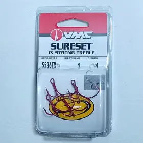 Vmc 043193176787 New Sealed 4 Pack Red Sureset Size Treble Hooks 5537tr 1x Strong