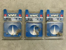 Vmc 043193227649 3 Packages Of 25 75 Hooks Total 9617go Gold Treble Fish Size 18