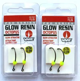 Vmc Gro1ocglpp 3 Packs Each Color Pro Series Glow Resin Octopus Hooks Size 1/0 12 Total