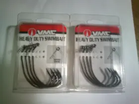 Vmc Hdsb-7-0bnpp 2-vmc Hdsb#7/0bnpp Heavy Duty Swimbait Hook Size 7/0 Pack Of 4 Black Nickel
