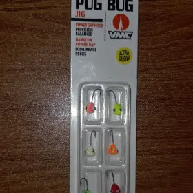 Vmc Mjpb132ug Pug Bug Jig Hooks Ultra Glow 90 Line Tie 1/64 Oz 6pk Crappie