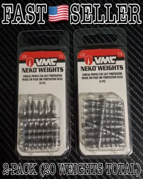 Vmc Nkw332-nat 2-pack Neko Fishing Weights 3/32 Ounce 2.7 Grams Natural Ribbed Nail Weight
