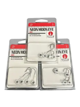 Vmc Nme18-wht Lot Of 3 Neon Moon Eye 1/8 Oz. 3.5g 3d Holographic Eyes Jig 4 Pack White