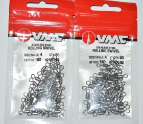 Vmc Ssrs#4vp 2 Packs Rolling Swivel Size 4 180lb Test 50 Pr Pack Saltwater Freshwater Vmc Ssrs#4vp 2 Packs Rolling Swivel Size 4 180lb Test 50 Pr Pack Saltwater Freshwater