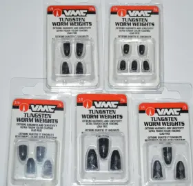 Vmc Tw316bk 5 Packs Tungsten Worm Sinker Weights Black Assortment 1/16 1/8 3/16 1/4 3/8 Vmc Tw316bk 5 Packs Tungsten Worm Sinker Weights Black Assortment 1/16 1/8 3/16 1/4 3/8