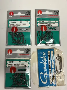 Vmc V7316bn Lot Of 3 Vanadium Sport Circle Hook Black Nickel Size 4 5/0 New Vmc V7316bn Lot Of 3 Vanadium Sport Circle Hook Black Nickel Size 4 5/0 New