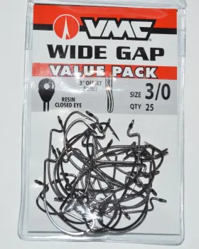 Vmc Wg#3/0bnvp Wide Gap Worm Tube Hook 3degree Offset Point Resin Closed Eye 3/0 Value Pack