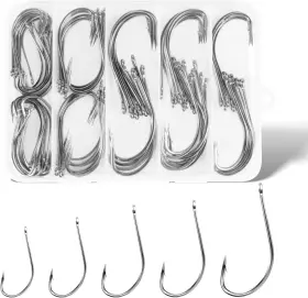 Vnnwueu 445007981953 Carbon Steel Fishing Hooks 500pcs/90pcs Circle Assortment For Saltwater F