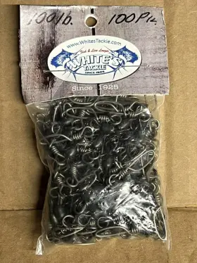 White S Tackle Dsshdl-100 Whites Heavy Duty Dolphin Dredge Snap Swivel 100lb 100pk 80 Retail