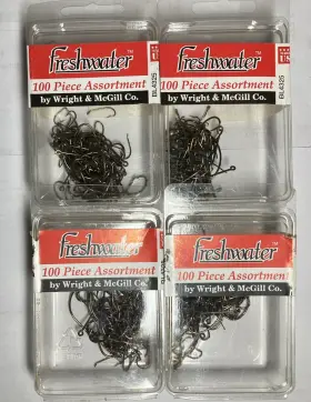 Wright & Mcgill Bl4325 Lot Of 4 And 100 Piece Assortment Freshwater Fishing Hooks