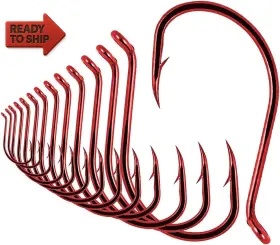Xfishman 726084476912 Octopus-hook-fishing-beak-circle-hooks-freshwater-red-black-100-50 Pack