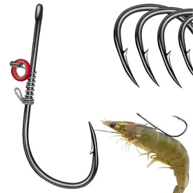 Xuvrir Xu432 6pcs Fishing Hooks Carbon Steel Barbed With Holes Live Shrimp F