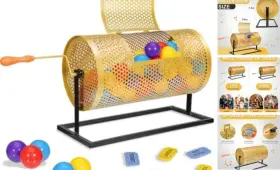 Yiapmerg Yjj01 Metal Raffle Drum Spinner Silent Lottery Drawing Cage With Wooden Turning
