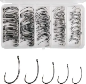 Yinhu Outdoor 313026647624 175pcs Barbless Fishing Hook Kits Small Size Carp Hooks Curve Shank Cran Yinhu Outdoor 313026647624 175pcs Barbless Fishing Hook Kits Small Size Carp Hooks Curve Shank Cran