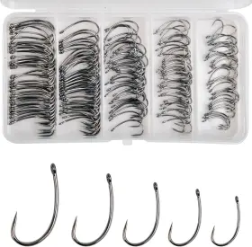 Yinhu Outdoor 313056455404 175pcs Barbless Fishing Hook Kits Small Size Carp Hooks Curve Shank Cran Yinhu Outdoor 313056455404 175pcs Barbless Fishing Hook Kits Small Size Carp Hooks Curve Shank Cran