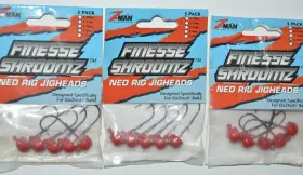 Z-man Fjh16-04pk5 3 Packs Zman Bass Finesse Shroomz Ned Rig Jigheads 1/6oz Red